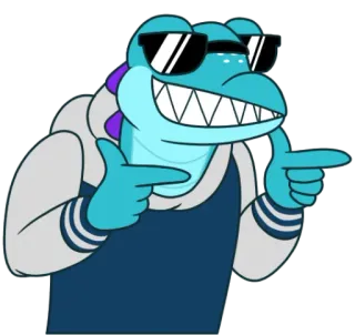 😎 grenouille, cool, lunettes, lunettes de soleil, animal, pointage, doigts, dessin animé whatsapp sticker