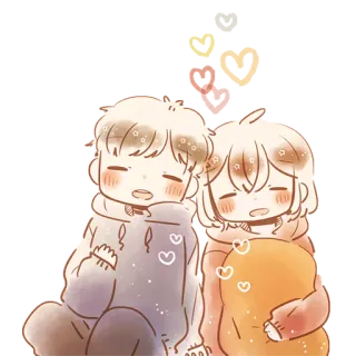 💗 carino, coppia, chibi, romantico, cartone animato, kawaii telegram sticker