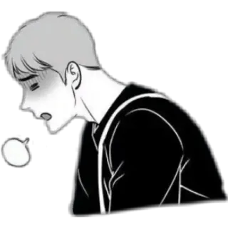 😩 anime, man, sad, crying, black and white telegram sticker