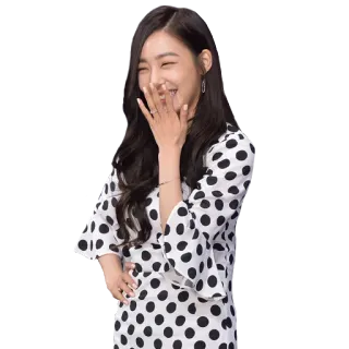 🤣 wanita, tersenyum, polkadot, gaun, tertawa telegram sticker