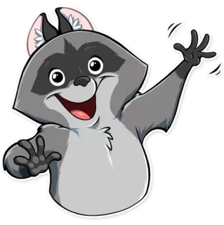 👋 너구리, 동물, 만화, 스티커, 귀여운 telegram sticker
