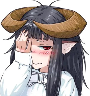 🤦‍♀️ アニメ, モンスター娘, 角, 悪魔, 悲しい, 泣く telegram sticker