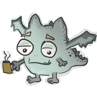 😴 モンスター, 眠い, 疲れた, お茶, 漫画, ステッカー telegram sticker
