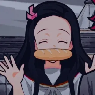 🌺 Nezuko Kamado Demon Slayer アニメ, 禰豆子, 鬼滅の刃, パン, かわいい, 漫画 telegram sticker
