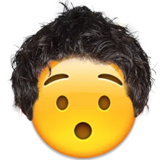 😯 emoji, face, surprised, shocked, hair, funny telegram sticker