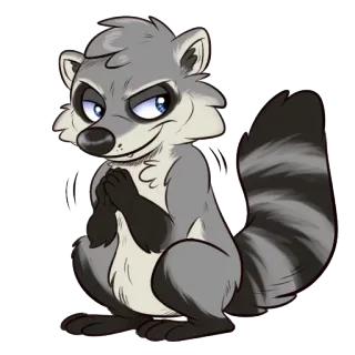 😏 raccoon, furry, cartoon, animal, plotting, smirking whatsapp sticker