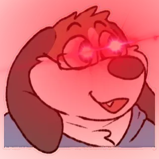 😲 dog, laser eyes, cartoon, meme, red, character whatsapp sticker