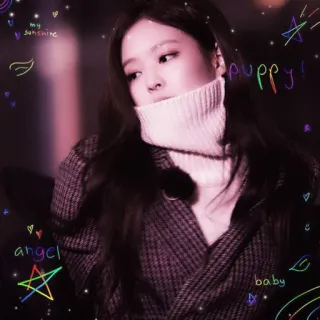 🤔 my sunshine puppy! angel baby kpop, jennie, blackpink, idool, zanger, schattig telegram sticker