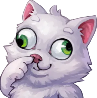 🤪 cat, animal, cute, cartoon, funny, white cat, pet, kitten telegram sticker