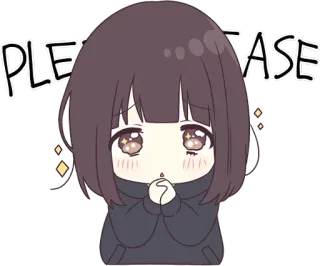 🙏 PLEASE Аниме, Девушка, Милый, Умоляющий, Просящий, Просьба, Блеск telegram sticker