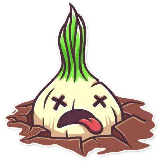 😲 onion, dead, cartoon, vegetable, food, death, funny telegram sticker