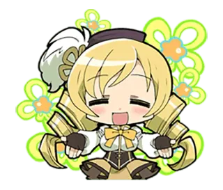 🤗 Mami Tomoe Puella Magi Madoka Magica 애니메이션, 치비, 귀여운, 마미 토모에, 마법소녀 마도카☆마기카, 마법 소녀 telegram sticker