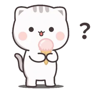 ⭐️ ? cat, ice cream, question mark, cute, kawaii, sticker telegram sticker