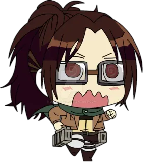 😖 Attack on Titan Anime, Hanji Zoe, L'Attaque des Titans, Chibi, Personnage, Fanart telegram sticker