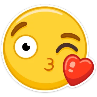 😘 Emoji, Zoen, Hart, Liefde, Affectie, Leuk, Geel telegram sticker