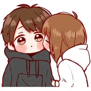 🐾 ciuman, pasangan, anime, imut, cinta, kartun, ilustrasi whatsapp sticker