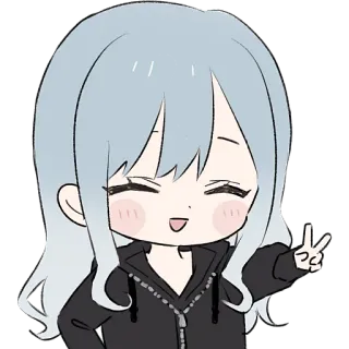 ✌️ 动漫女孩, 和平标志, Q版, 卡通, 可爱, 漫画 whatsapp sticker