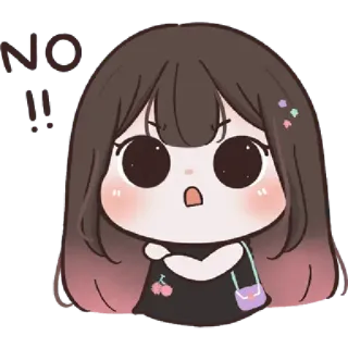 🌈 NO!! Kreskówka, Dziewczyna, Słodkie, Nie, Odmowa, Brak akceptacji, Anime telegram sticker