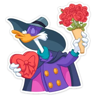 ❤️ Darkwing Duck cartoon, duck, disney, valentines day, roses, love, heart telegram sticker