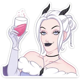 🍷 succubus, demon, geit, monster, fantasie, drank, wijn, cartoon telegram sticker