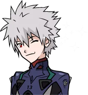 😀 Kaworu Nagisa Neon Genesis Evangelion anime, kaworu, nagisa, evangelion, sticker, kawaii telegram sticker