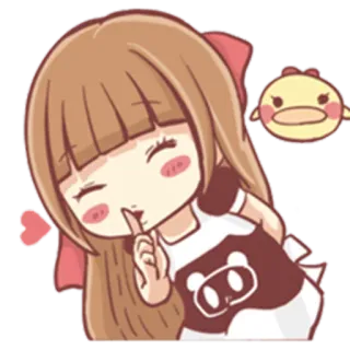 😚 만화, 캐릭터, 여자, 오리, 카와이, 귀여운 telegram sticker