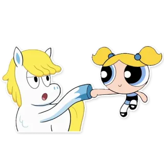 👊 Bubbles Powerpuff Girls Cartone animato, Supereroe, Ragazza, Animazione telegram sticker