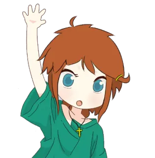 ☝ Anime, Gadis, Kartun, Karakter, Angkat tangan, Kristen telegram sticker
