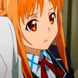 🧡 Asuna Yuuki Sword Art Online アニメ, 女の子, ポートレート, オレンジ髪, 制服 telegram sticker