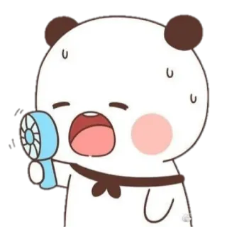 🍼 panda, desenho animado, fofo, fã, suor, exausto, quente, anime telegram sticker