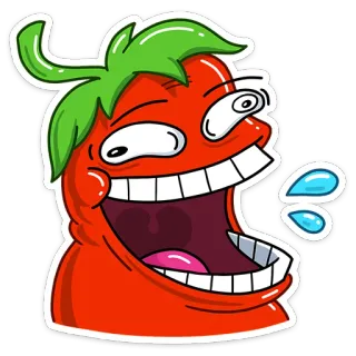 😂 czerwona papryka, chili, kreskówka, śmieszne, warzywo, jedzenie telegram sticker