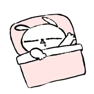 💞 conejo, durmiendo, cama, dibujos animados, lindo, animal whatsapp sticker