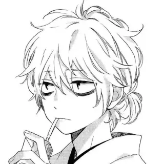 😒 Anime, Manga, Con trai, Hút thuốc, Thuốc lá, Nhân vật telegram sticker