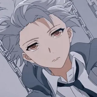 😒 Anime, Manga, Charakter, Junge, graue Haare, ernst, Illustration telegram sticker