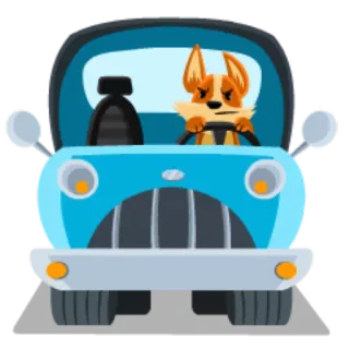 🚙 corgi, perro, conduciendo, coche, dibujos animados telegram sticker