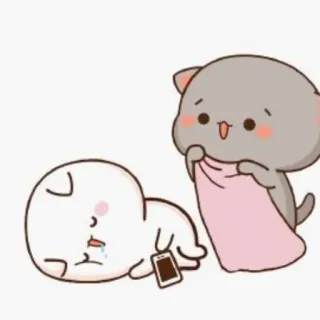 🐱 mignon, kawaii, autocollant, dessin animé, triste, chat, couverture, téléphone telegram sticker