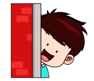 🙈 Cartone animato, Che sbircia, Muro, Anime, Carino, Ragazzo telegram sticker
