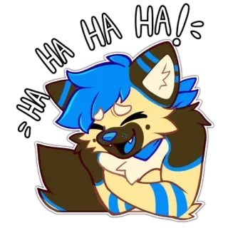 😆 HA HA HA! Furry, Animal, Rindo, Feliz, Desenho animado, Fofo, Adesivo, Cachorro telegram sticker