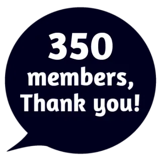 ❤ 350 members, Thank you! Mitglieder, Danke, Feier, Community, Meilenstein whatsapp sticker