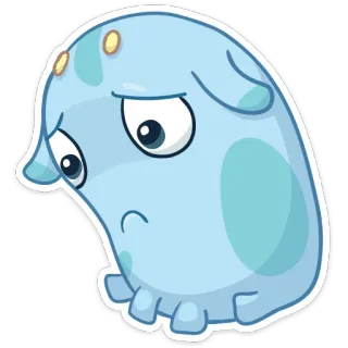 😟 adesivo, triste, blu, carino, cartone animato telegram sticker
