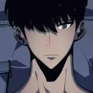 😕 homme, visage, portrait, animé, Solo Leveling telegram sticker