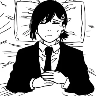 ☠ Kobeni Higashiyama Chainsaw Man 애니메이션, 만화, 코베니, 체인소 맨, 감정적인, 슬픈, 캐릭터 telegram sticker