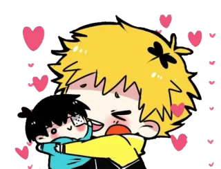 😍 süß, Cartoon, Liebe, Herzen, Umarmung, Anime telegram sticker