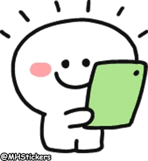 😐 @MHStickers Cartoon, Personage, Telefoon, Leuk, Simpel, Minimalistisch whatsapp sticker