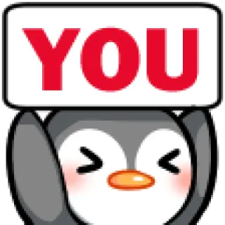 😳 YOU ペンギン, 可愛い, 面白い, 動物, 鳥, 漫画 telegram sticker