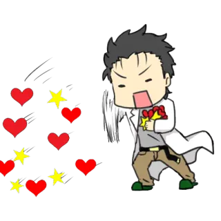 ❤ cartoon, anime, scientist, hearts, stars, joyful, cute telegram sticker