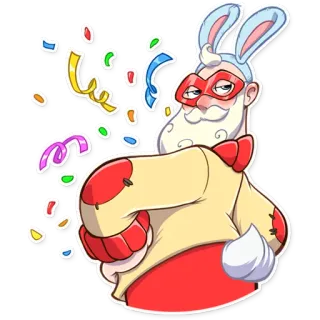 😏 coelho, máscara, festa, celebração, confete, fantasia whatsapp sticker