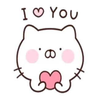 ❤ I LOVE YOU cat, love, cute, heart, valentine's day, greeting, kawaii telegram sticker