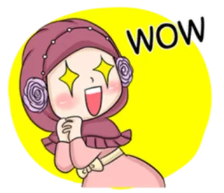 😍 WOW wow, podekscytowana, dziewczyna, słodka, hidżab telegram sticker