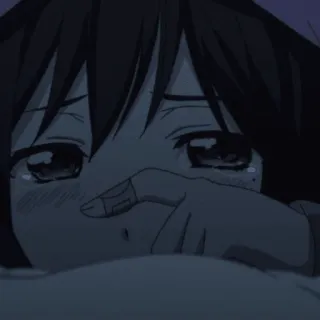 💙 anime, sad, crying, girl, tears, emotional telegram sticker